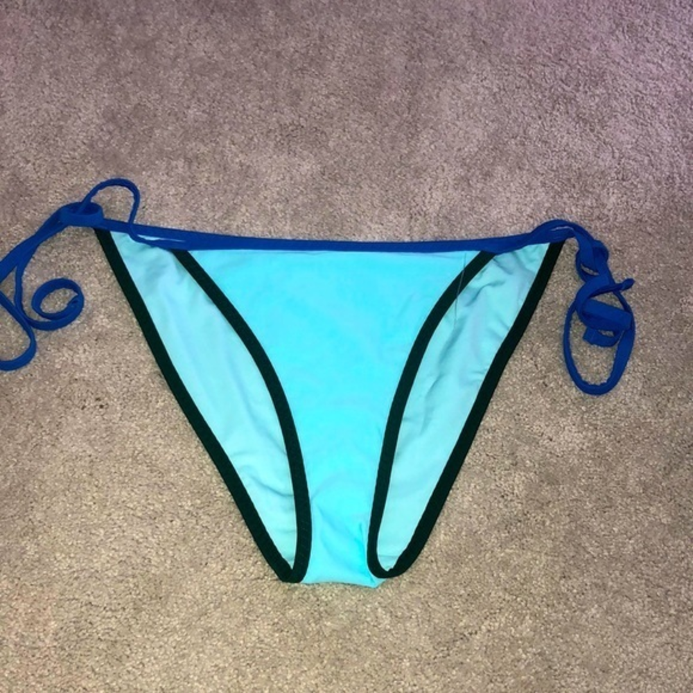 Aerie String Cheeky Bikini Bottom Large Blue‎ New